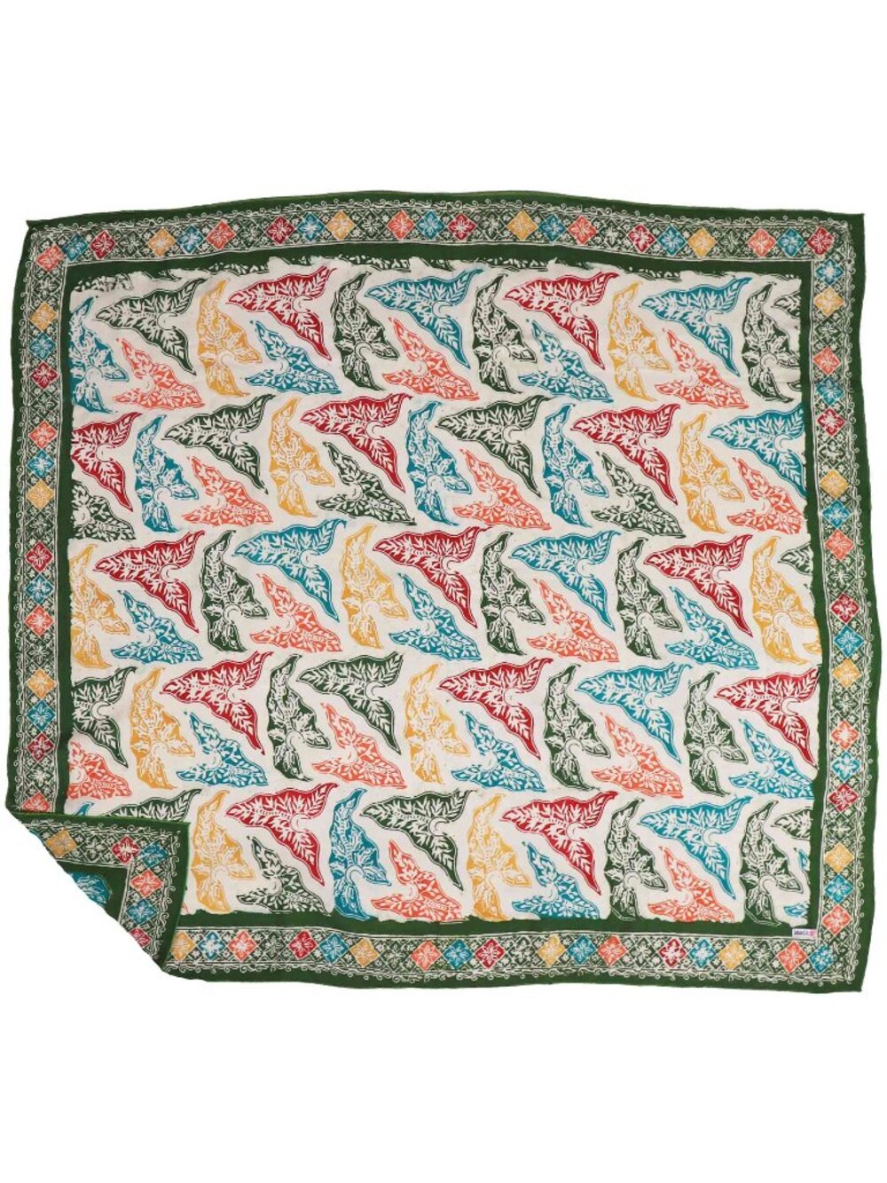 Large 39 inch Batik Bandana Tropical Tapestry Green Wild Rag XL